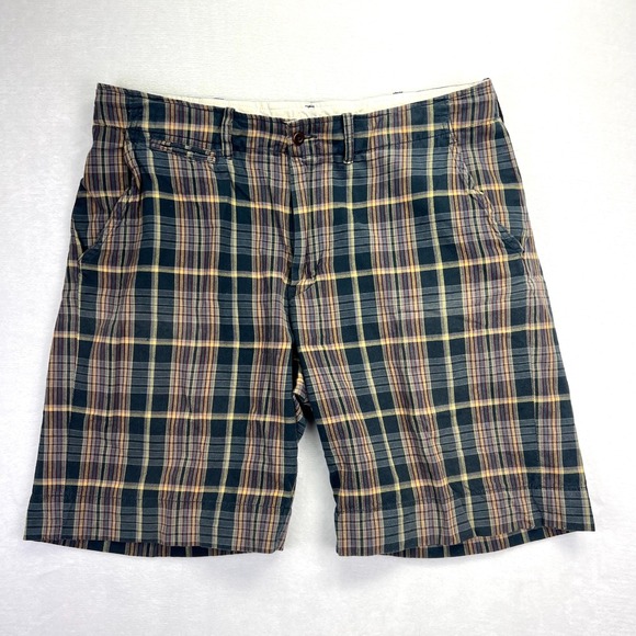 Polo Ralph Lauren Other - Polo Ralph Lauren Shorts Mens 37 Navy Yellow Plaid Preppy Cotton Flat Front